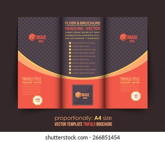 Dark and Red Style Business Tri-Fold Brochure Design. Corporate Leaflet, Cover Template