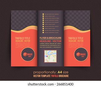 Dark and Red Style Multicolor Tri-Fold Brochure Design. Corporate Leaflet, Cover Template