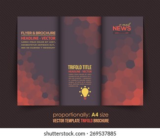 Dark and Red Style Vector Tri-Fold Brochure Design. Corporate Leaflet, Cover Template