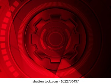 Dark red tech futuristic abstract background. Vector design