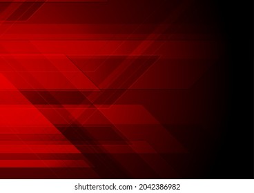 Dark red tech geometric abstract minimal background. Vector design