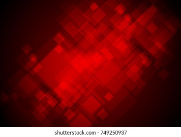 Dark red tech geometric squares abstract background. Vector design template