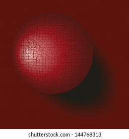 Dark red textured sphere on plane