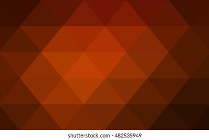 Dark red triangle mosaic background. Shining illustration, which consist of triangles. The completely new template can be used for your brand book.