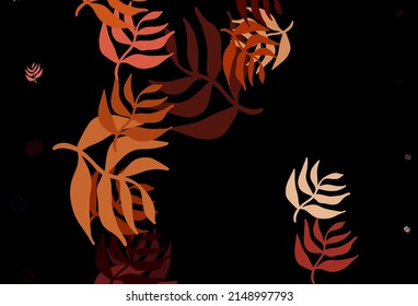 Dark Red vector abstract backdrop with leaves. Blurred decorative design in Indian style with leaves. New template for your brand book.