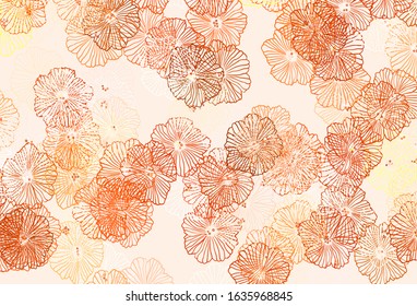 Dark Red vector abstract design with leaves. Colorful illustration with flowers in doodle style. Hand painted design for web, leaflets.