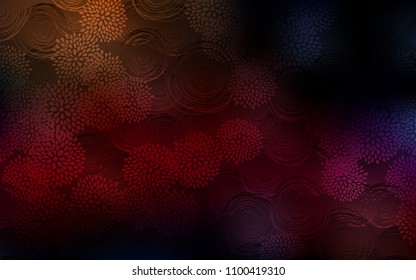 Dark Red vector abstract doodle background. flowers on elegant natural pattern with gradient. Hand painted design for web, leaflet, textile.