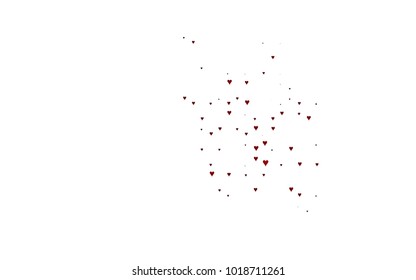 Dark Red vector abstract lovely pattern with Hearts on white background. Happy Valentine's Day Greeting Card with small hearts. Stock template for your romantic ad, leaflet, banner.