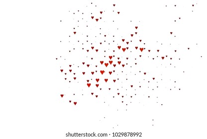 Dark Red vector abstract lovely pattern with Hearts on white background. Happy Valentine's Day Greeting Card with small hearts. Stock template for your romantic ad, leaflet, banner.