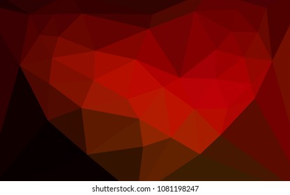 Dark Red vector abstract mosaic background with a heart in a centre. Illustration in mosaic style with gradient.  Pattern for a brand book's backdrop.