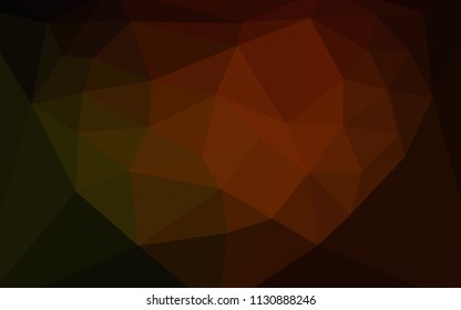 Dark Red vector abstract mosaic pattern with a heart in a centre. Illustration in halftone style with triangles. Pattern for a brand book's backdrop.