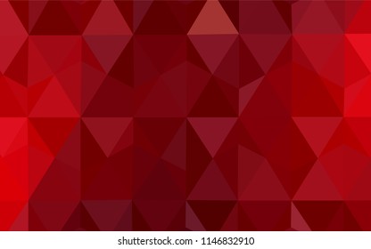 Dark Red vector abstract mosaic pattern. Glitter abstract illustration with an elegant triangles. Triangular pattern for your design.