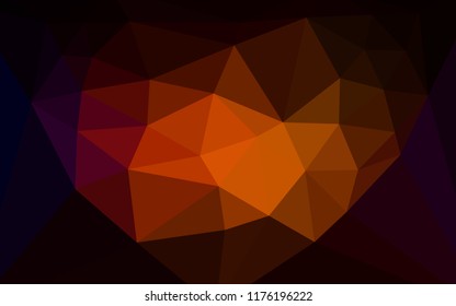 Dark Red vector abstract mosaic backdrop with a heart in a centre. Illustration in abstract style with triangles. Pattern for a brand book's backdrop.