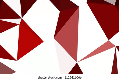 Dark Red vector abstract polygonal template. Triangular geometric sample with gradient.  Triangular pattern for your design.