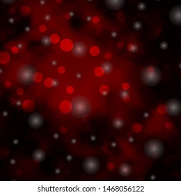 Dark Red vector backdrop with circles, stars. Abstract illustration with colorful spots, stars. Pattern for wallpapers, curtains.