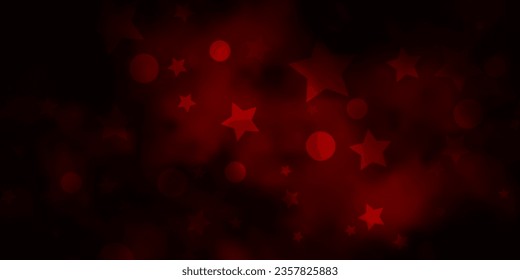 Dark Red vector backdrop with circles, stars. Glitter abstract illustration with colorful drops, stars. Texture for window blinds, curtains.