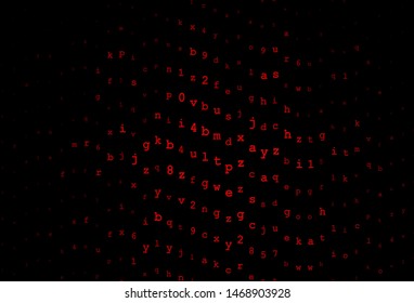 Dark Red vector backdrop with english symbols. Modern geometrical illustration with ABC english symbols. Pattern for school, grammar websites.