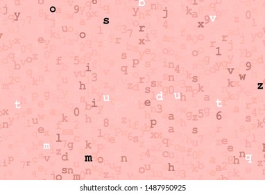 Dark Red vector backdrop with english symbols. Colored alphabet signs with gradient on white background. Best design for a college poster, banner.