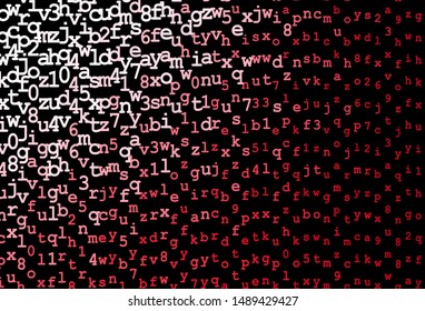 Dark Red vector backdrop with english symbols. Blurred design in simple style with signs of alphabet. Smart design for promotion of university.