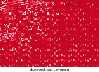 Dark Red vector backdrop with english symbols. Blurred design in simple style with signs of alphabet. Smart design for promotion of university.