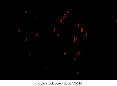 Fondo vector rojo oscuro con notas musicales. Ilustración abstracta moderna con teclas de melodía. Patrón de anuncios escolares, folletos.