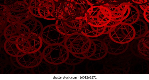 Dark Red vector backdrop with mystery symbols. Illustration with magical signs of spiritual power. Background for esoteric, mystic designs.