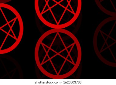 Dark Red vector backdrop with mystery symbols. Colorful mystic symbols with a gradient in ancient style. Simple base for your occult design.