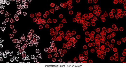Dark Red vector backdrop with mystery symbols. Retro design in abstract style with witchcraft forms. Design for magic, spiritual events.