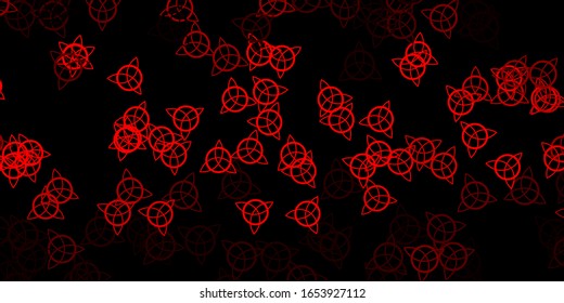 Dark Red vector backdrop with mystery symbols. Colorful mystic symbols with a gradient in ancient style. Design for magic, spiritual events.
