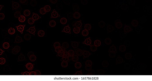 Dark Red vector backdrop with mystery symbols. Illustration with magical signs of spiritual power. Best design halloween events.