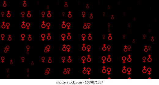 Dark Red vector backdrop with mystery symbols. Colorful vintage illustration with gradient alchemy shapes. Design for magic, spiritual events.