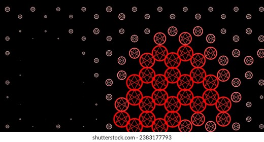 Dark Red vector backdrop with mystery symbols. Colorful mystic symbols with a gradient in ancient style. Simple design for occult depiction.