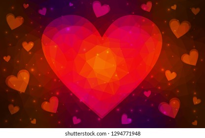 Dark Red vector  backdrop with sweet hearts. Hearts on blurred abstract background with colorful gradient. Design for ad, poster, banner of Valentine Day.
