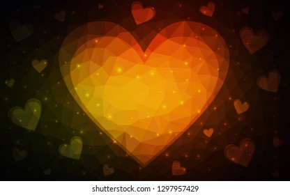 Dark Red vector  backdrop with sweet hearts. Glitter abstract illustration with colorful hearts in romantic style. Design for your business advert of anniversary.
