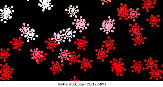 Dark red vector backdrop with virus symbols. Simple design in abstract style with infection forms. Simple design against epidemic information.
