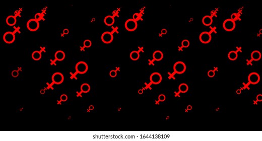 Dark Red vector backdrop with woman's power symbols. Abstract illustration with a depiction of women's power. Best design to show the power of women.