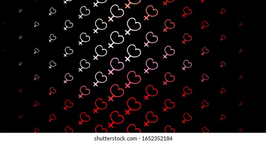 Dark Red vector backdrop with woman's power symbols. Colorful illustration with gradient feminism shapes. Background for International Women’s Day.