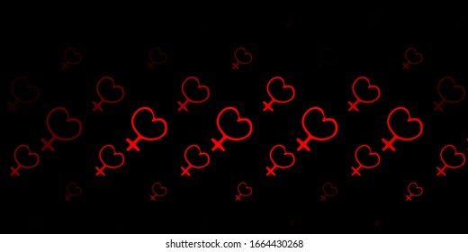 Dark Red vector backdrop with woman's power symbols. Colorful feminism symbols with a gradient in modern style. Simple design for your web site.