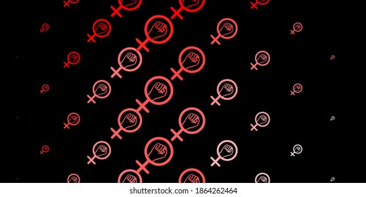 Dark Red vector backdrop with woman's power symbols. Abstract illustration with a depiction of women's power. Simple design for web site.