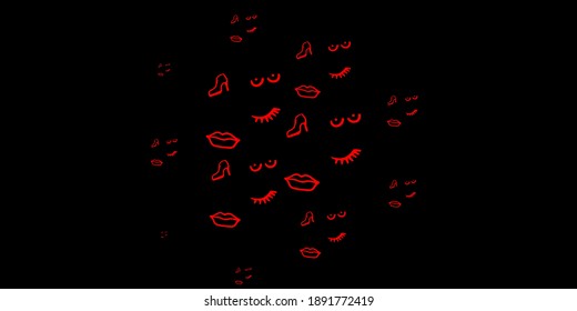 Dark Red vector backdrop with woman's power symbols. Colorful illustration with gradient feminism shapes. Design for International Women’s Day.