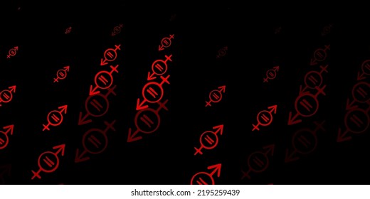 Dark Red vector backdrop with woman's power symbols. Colorful illustration with gradient feminism shapes. Best design to show the power of women.