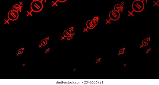 Dark Red vector backdrop with woman's power symbols. Colorful illustration with gradient feminism shapes. Best design to show the power of women.