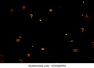 Dark Red vector background with arithmetic signs. Blurred design in simple style with collection of numerals. Best design a poster, banner of a math college.