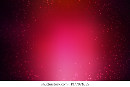 Dark Red vector background with astronomical stars. Glitter abstract illustration with colorful cosmic stars. Smart design for your business advert.