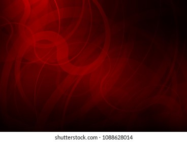 Dark Red vector background with bent ribbons. A sample with blurred bubble shapes. Textured wave pattern for backgrounds.