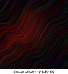 Dark Red vector background with bent lines. Illustration in halftone style with gradient curves. Design for your business promotion.