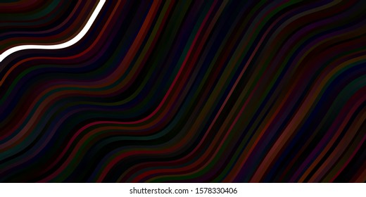 Dark Red vector background with bent lines. Illustration in halftone style with gradient curves. Design for your business promotion.