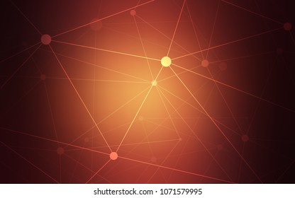 Dark Red vector background with bubbles, lines. Abstract illustration with colorful discs and triangles. Pattern can be used for ads, leaflets.