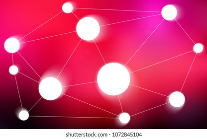 Dark Red vector background with bubbles, lines. Glitter abstract illustration with connection of triangle structure. Pattern can be used for futuristic ad, booklets.