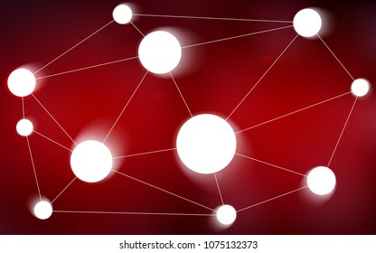 Dark Red vector background with bubbles, lines. Decorative design in abstract style with triangle structure. Pattern can be used for beautiful websites.